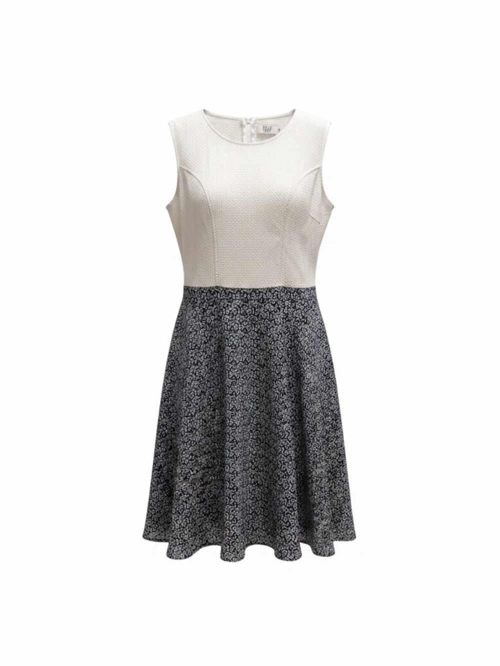 Filafil Sleeveless Mini Dress in Cream & Navy